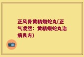 正风骨黄精蝮蛇丸(正气凌然：黄精蝮蛇丸治病良方)