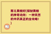 那儿黄精好(探秘黄精的神奇功效：一种天然的中药真正的全攻略！)