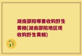 湖南邵阳哪里收购野生黄精(湖南邵阳地区现收购野生黄精)