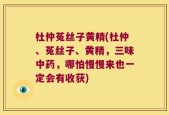 杜仲菟丝子黄精(杜仲、菟丝子、黄精，三味中药，哪怕慢慢来也一定会有收获)