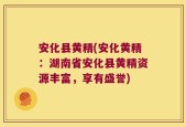 安化县黄精(安化黄精：湖南省安化县黄精资源丰富，享有盛誉)