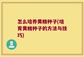 怎么培养黄精种子(培育黄精种子的方法与技巧)