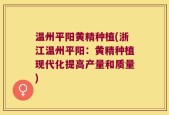 温州平阳黄精种植(浙江温州平阳：黄精种植现代化提高产量和质量)