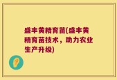 盛丰黄精育苗(盛丰黄精育苗技术，助力农业生产升级)