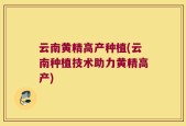 云南黄精高产种植(云南种植技术助力黄精高产)