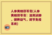 人参黄精茯苓膏(人参黄精茯苓膏：滋阴润肺，健脾益气，调节免疫系统)