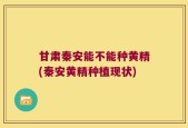 甘肃秦安能不能种黄精(秦安黄精种植现状)