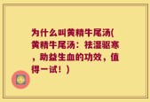 为什么叫黄精牛尾汤(黄精牛尾汤：祛湿驱寒，助益生血的功效，值得一试！)