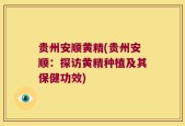 贵州安顺黄精(贵州安顺：探访黄精种植及其保健功效)