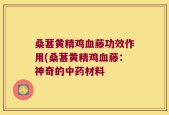 桑葚黄精鸡血藤功效作用(桑葚黄精鸡血藤：神奇的中药材料