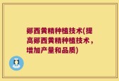 郧西黄精种植技术(提高郧西黄精种植技术，增加产量和品质)