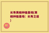 长寿黄精种植基地(黄精种植基地：长寿之道)
