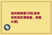 亳州黄精春订购(亳州农民预定黄精春，销售火爆)
