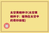 太空黄精种子(太空黄精种子：植物在太空中的奇妙旅程)