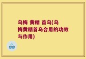 乌梅 黄精 首乌(乌梅黄精首乌合用的功效与作用)