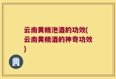 云南黄精泡酒的功效(云南黄精酒的神奇功效)