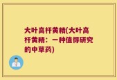 大叶高杆黄精(大叶高杆黄精：一种值得研究的中草药)