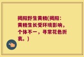 揭阳野生黄精(揭阳：黄精生长受环境影响，个体不一，寻常花色折衷。)