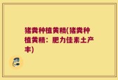 猪粪种植黄精(猪粪种植黄精：肥力佳素土产丰)