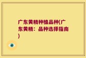 广东黄精种植品种(广东黄精：品种选择指南)