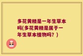 多花黄精是一年生草本吗(多花黄精是属于一年生草本植物吗？)