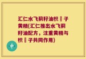 汇仁水飞蓟籽油枳椇子黄精(汇仁推出水飞蓟籽油配方，注重黄精与枳椇子共同作用)