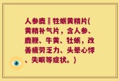 人参鹿鞕牲蛎黄精片(黄精补气片，含人参、鹿鞭、牛黄、牡蛎，改善疲劳乏力、头晕心悸、失眠等症状。)