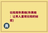 壮阳用熟黄精(熟黄精：让男人重现壮阳的秘密)