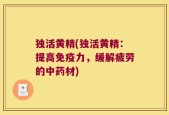 独活黄精(独活黄精：提高免疫力，缓解疲劳的中药材)