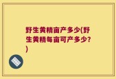 野生黄精亩产多少(野生黄精每亩可产多少？)