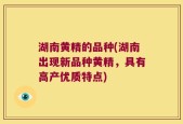 湖南黄精的品种(湖南出现新品种黄精，具有高产优质特点)