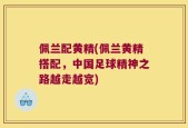 佩兰配黄精(佩兰黄精搭配，中国足球精神之路越走越宽)