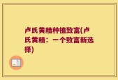 卢氏黄精种植致富(卢氏黄精：一个致富新选择)