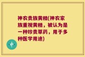 神农贵族黄精(神农家族重视黄精，被认为是一种珍贵草药，用于多种医学用途)
