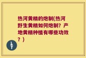 热河黄精的炮制(热河野生黄精如何炮制？产地黄精种植有哪些功效？)