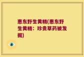 惠东野生黄精(惠东野生黄精：珍贵草药被发掘)
