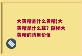 大黄精是什么黄精(大黄精是什么草？探秘大黄精的药用价值