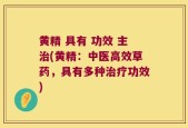 黄精 具有 功效 主治(黄精：中医高效草药，具有多种治疗功效)