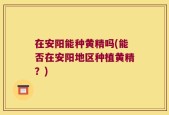 在安阳能种黄精吗(能否在安阳地区种植黄精？)