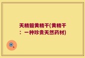 天精髓黄精干(黄精干：一种珍贵天然药材)
