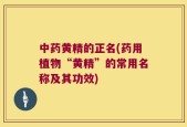中药黄精的正名(药用植物“黄精”的常用名称及其功效)