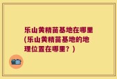 乐山黄精苗基地在哪里(乐山黄精苗基地的地理位置在哪里？)