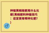 种植黄精施肥用什么化肥(黄精肥料种植技巧：适宜使用哪种化肥？)