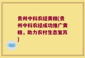 贵州中科农经黄精(贵州中科农经成功推广黄精，助力农村生态复苏)