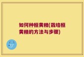 如何种桓黄精(栽培桓黄精的方法与步骤)