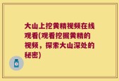 大山上挖黄精视频在线观看(观看挖掘黄精的视频，探索大山深处的秘密)