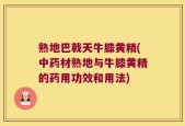 熟地巴戟天牛膝黄精(中药材熟地与牛膝黄精的药用功效和用法)