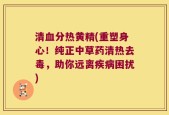 清血分热黄精(重塑身心！纯正中草药清热去毒，助你远离疾病困扰)