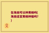 在海南可以种黄精吗(海南适宜黄精种植吗？)