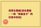 双芽头黄精(双头黄精：一株“双面金子”的珍贵中药材)